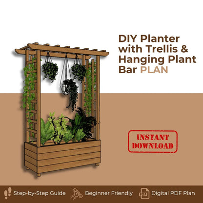 DIY Wooden Planter Box with Trellis – Outdoor Privacy Divider & Garden Decor Plan